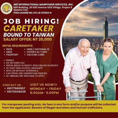 taiwan agency in davao city|MIP International Manpower Services INC..